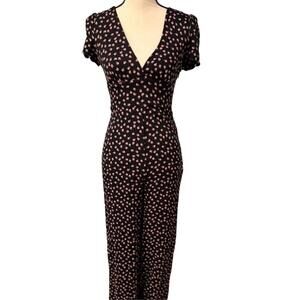 Free People Black and Pink Floral Jumpsuit